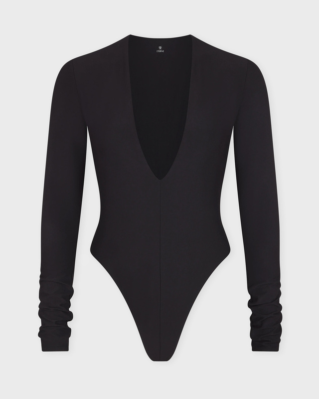 Éterne Body Long Sleeve Deep V Black S