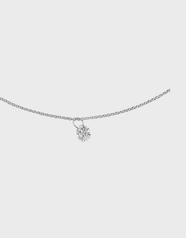Necklace Floating Diamond  Silver