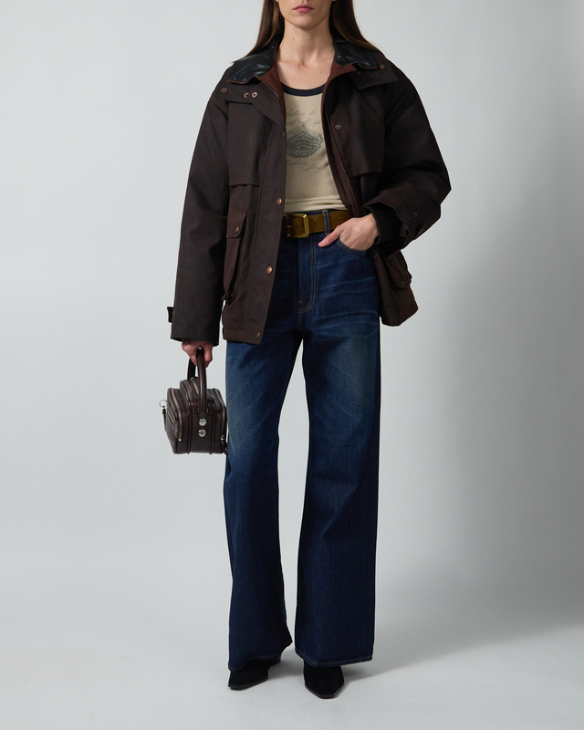Jacket Waxed Canvas Blouson Dark Brown