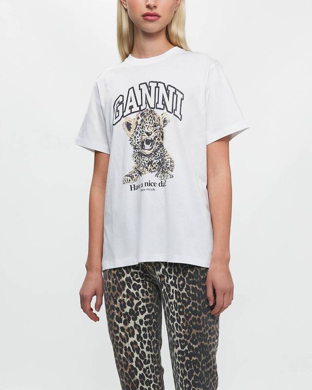 Ganni T-Shirt Basic Jersey Leopard Relaxed Leopard XS