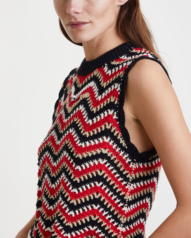 Ganni Vest Cotton Crochet Red M