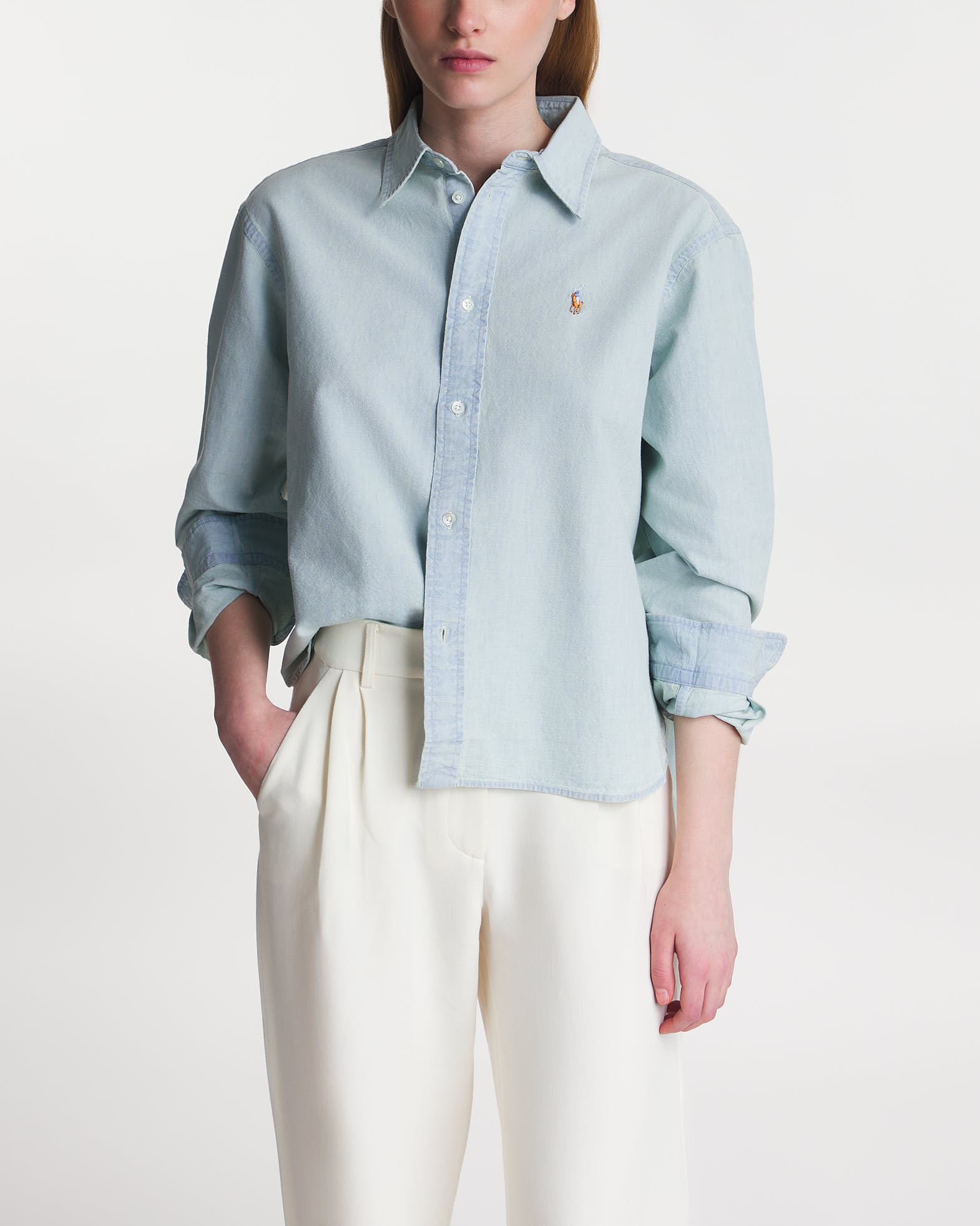 Image of POLO Ralph Lauren Shirt Oversize Fit Ljusbl