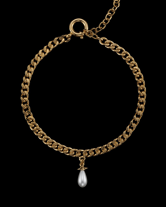 Halsband Chunky Chain Drop Pearl Wakakuu