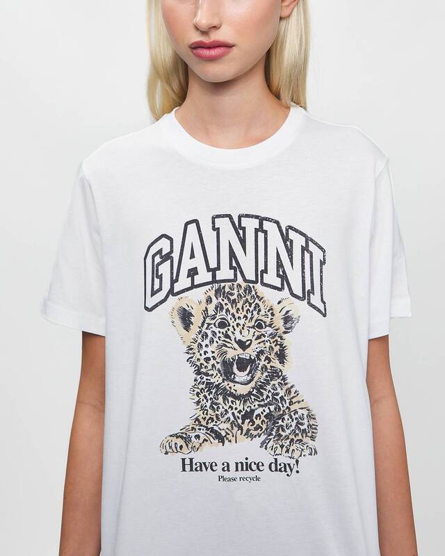 Ganni T-Shirt Basic Jersey Leopard Relaxed Leopard XS