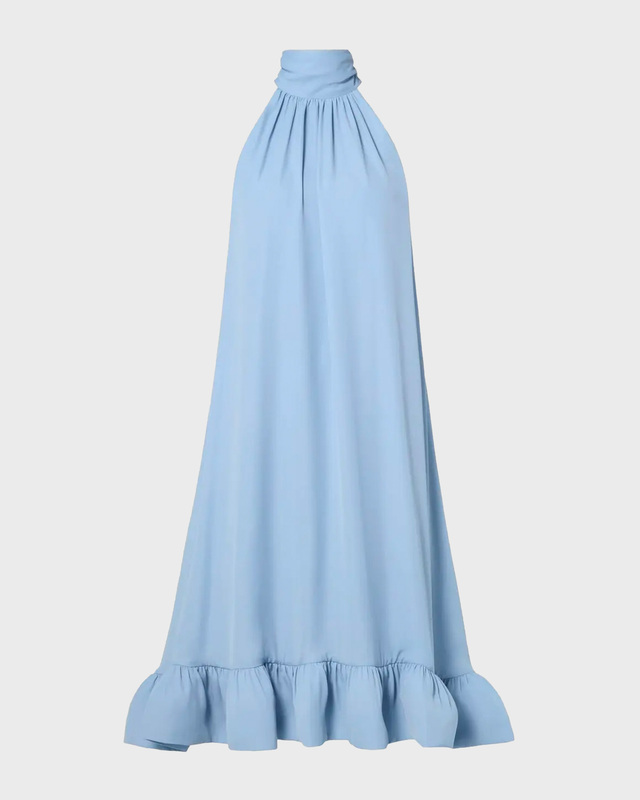 Dress Sabrina Halterneck Ruffled Midi Sky