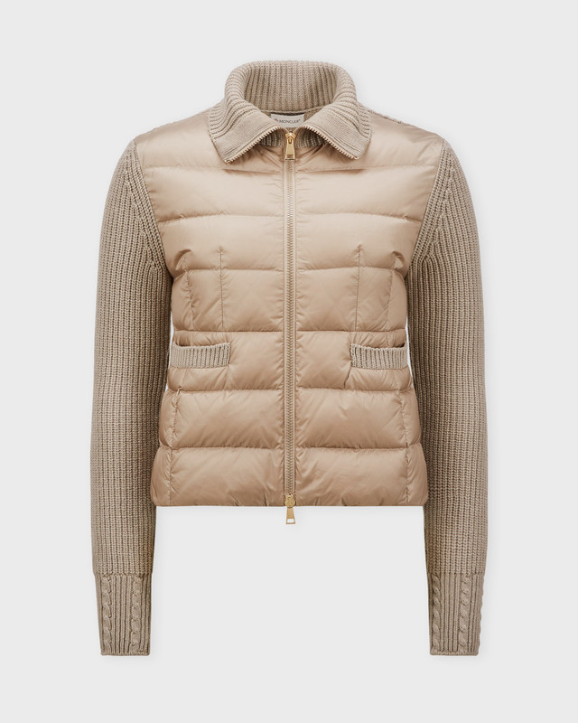 Moncler Kofta Padded Wool Zip-Up Stone S