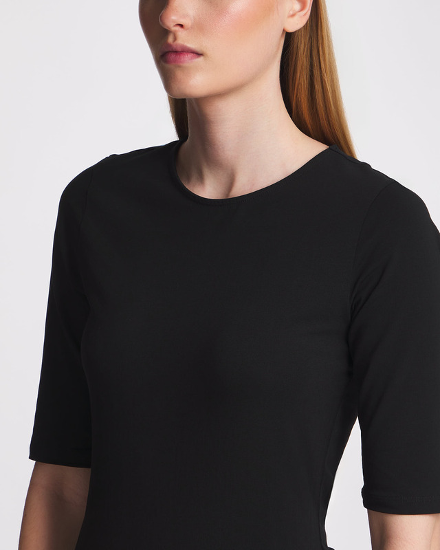 Filippa K T-Shirt Cotton Stretch Elbow Sleeve Black L