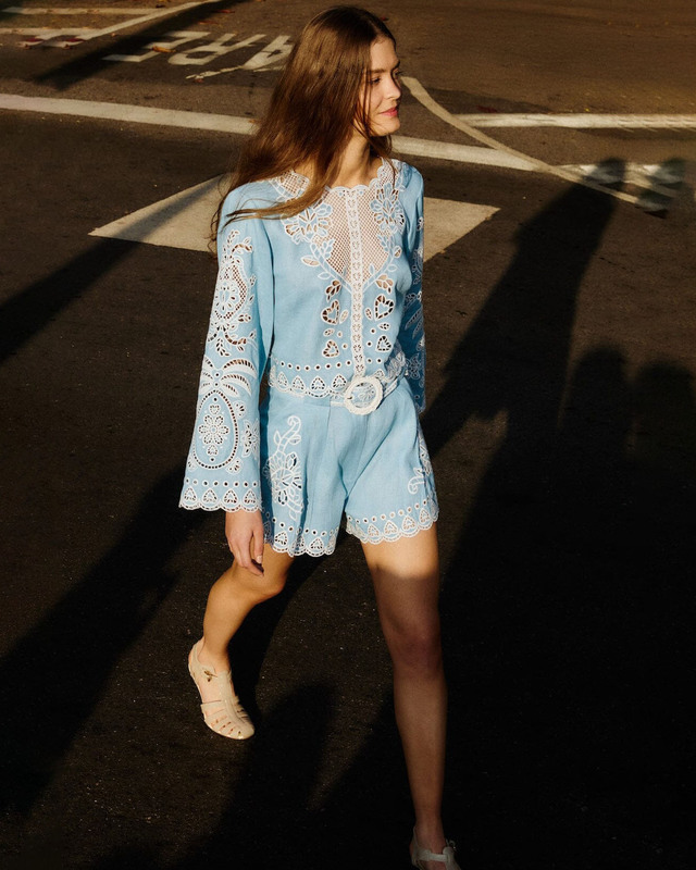 Shorts Romantic Richeliu Ljusblå