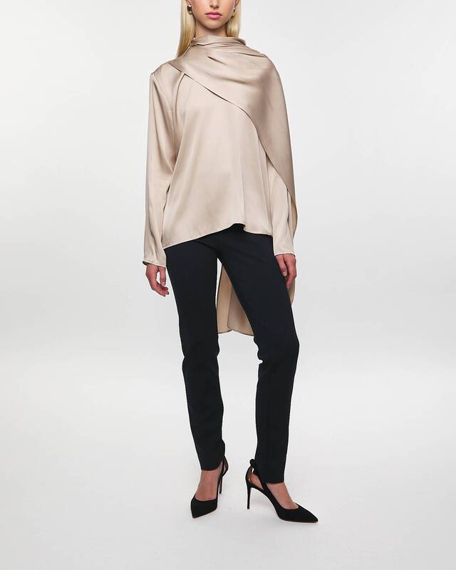 Magda Butrym Blouse Cape-Effect Silk Beige FR 40 (EUR 38)