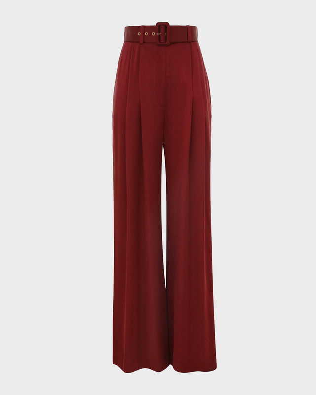 ZIMMERMANN Silk Tuck Pant Burgundy  1 (S-M)