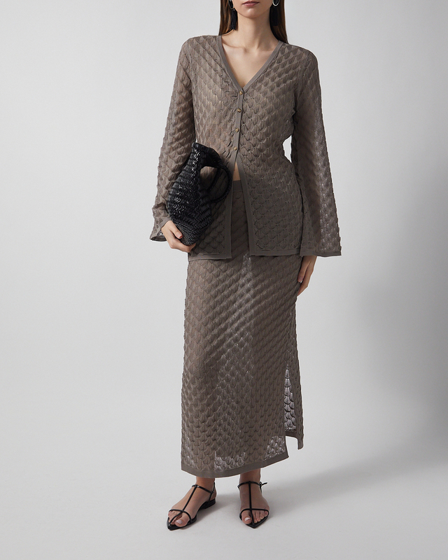 Skirt Fannie Pointelle Knitted Maxi Taupe