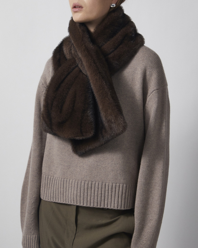 Skjerf Faux Fur Dark Brown