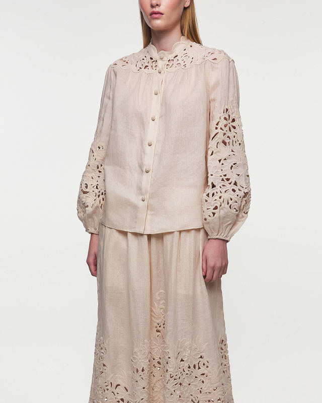 ZIMMERMANN Blus Wylie Embroidered  Creme 1 (S-M)