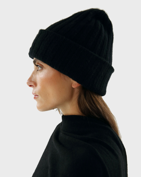 Cashmere Beanie Roe Black ONESIZE 2