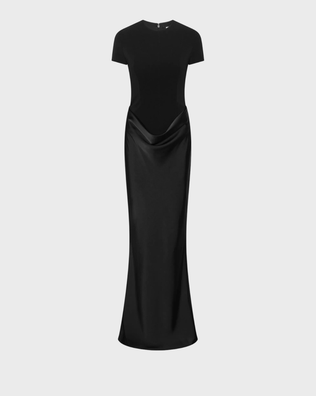Kjole Capsleeve Draped Maxi Black