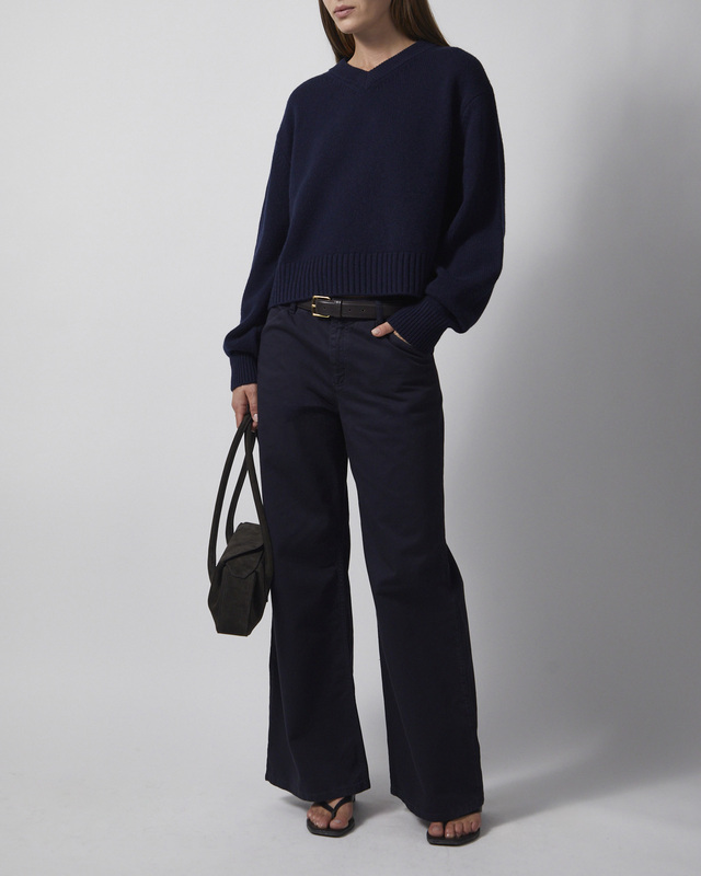 Byxor Flared Cotton Navy
