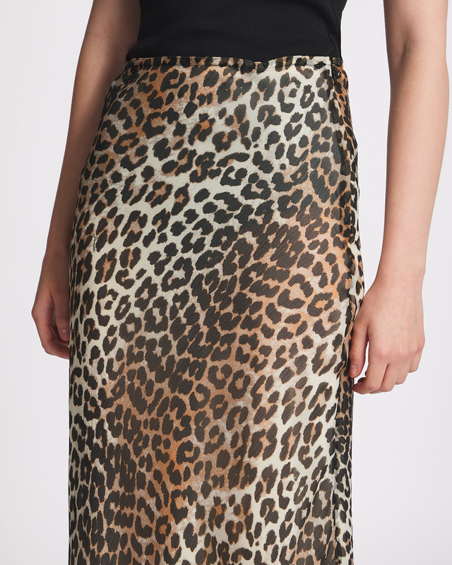 Ganni Skirt Printed Chiffon Maxi Leopard 40