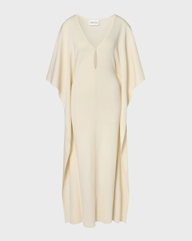 Kaftan Janna Knitted V-Neck Maxi Pearl