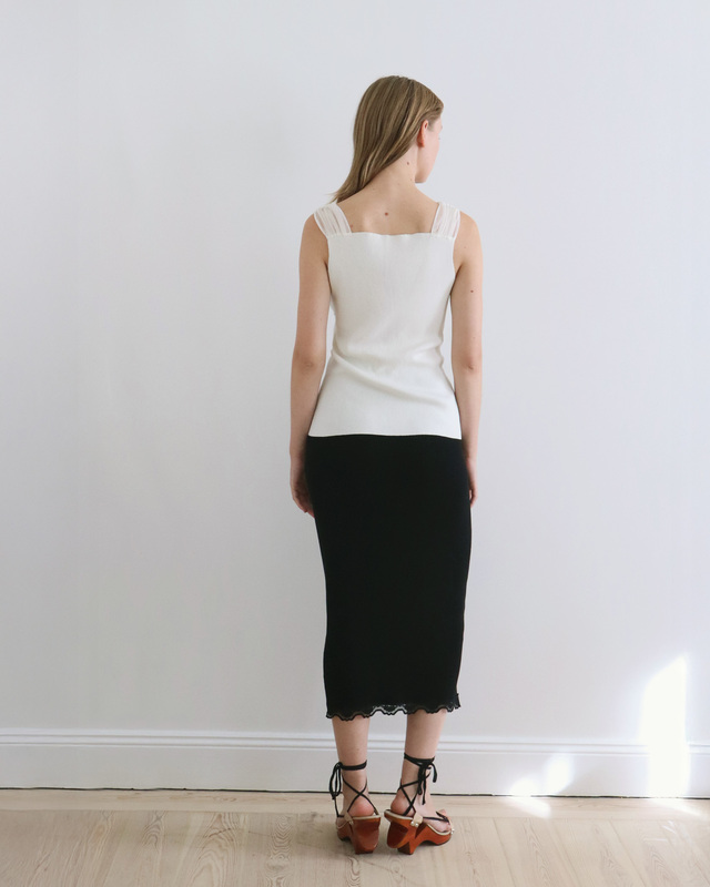 Topp Nour Ribbed Silk-georgette Ivory