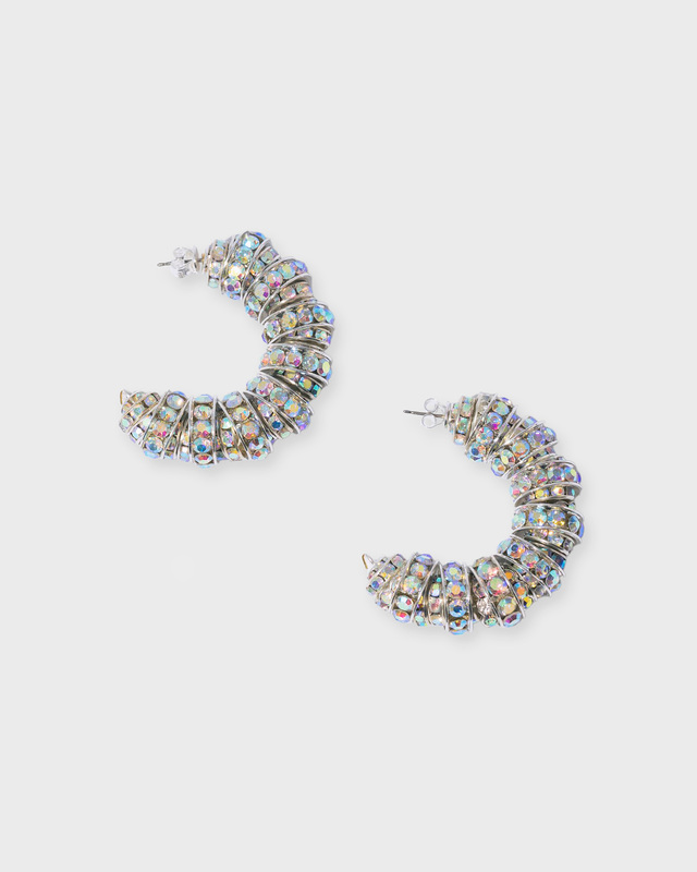 Pearl Octopuss.y Earrings Fat Diamond Hoops Silver ONESIZE