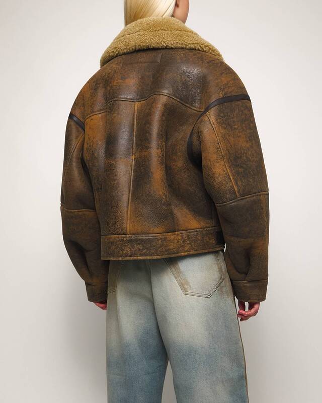 Acne Studios  Jacka Shearling Leather Brun 34