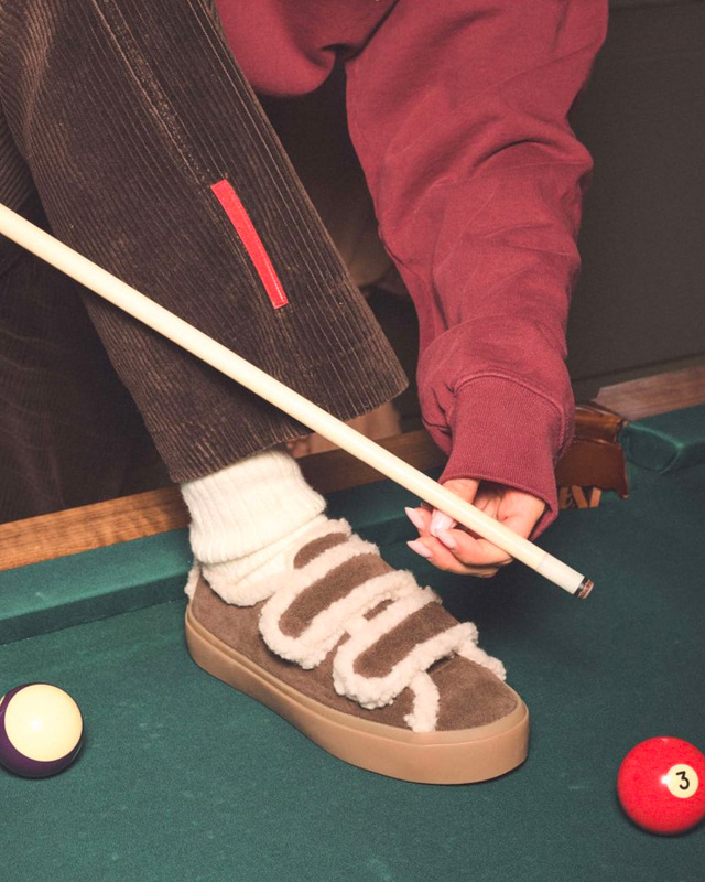 Sneakers Shearling Low Velcro Mörkbrun