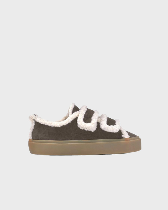 Sneakers Shearling Low Velcro Mörkbrun