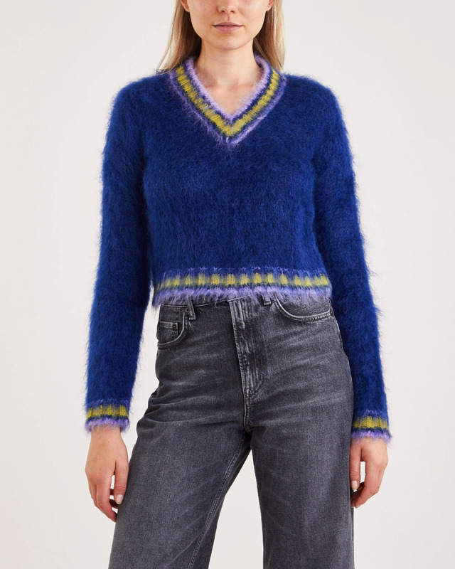 Marni Sweater V-Neck Mohair Blå IT 42 (EUR 36)