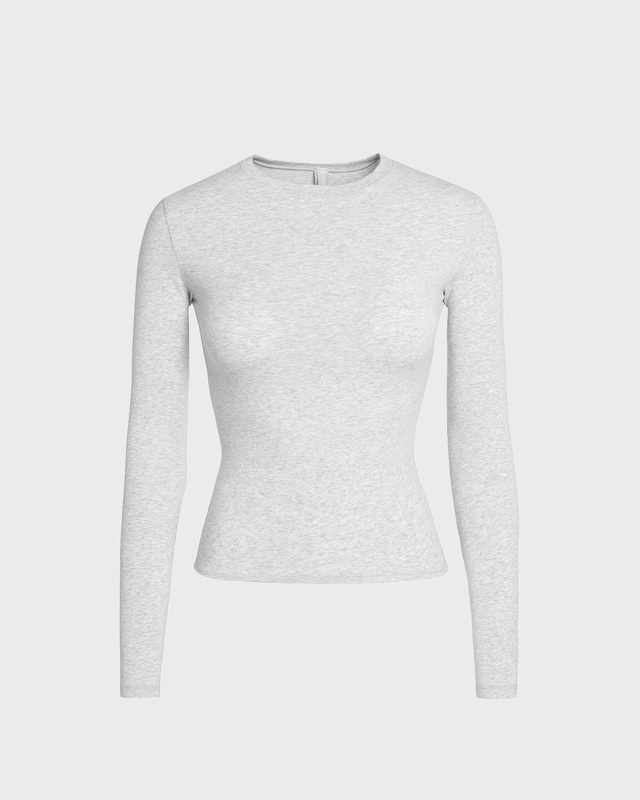 T-skjorte Cotton Jersey Long Sleeve Light Heather Grey