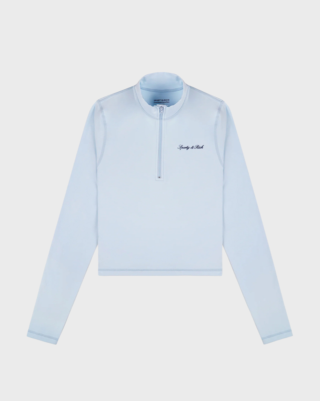 Topp Signature Logo Sports Quarter Zip Light Blue
