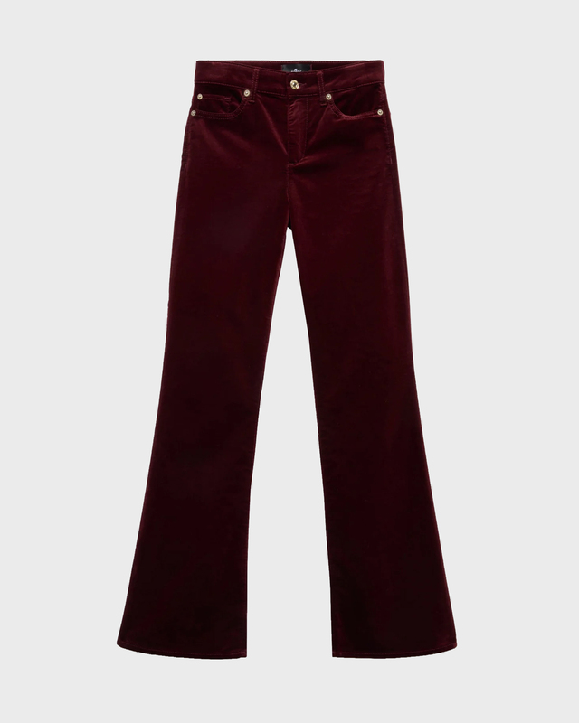 Bukser THE LEGGY BOOTCUT Velvet Burgundy