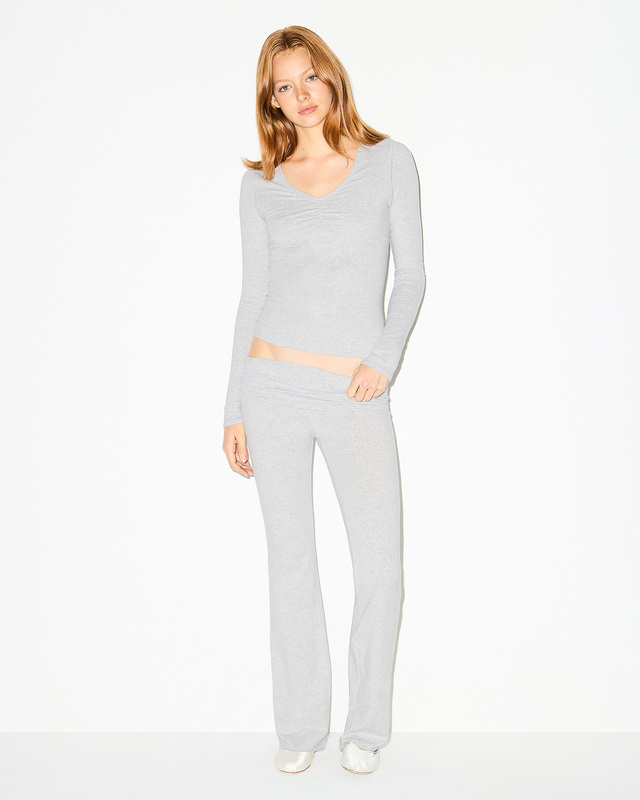 Bukser Cotton Jersey Foldover Light Heather Grey