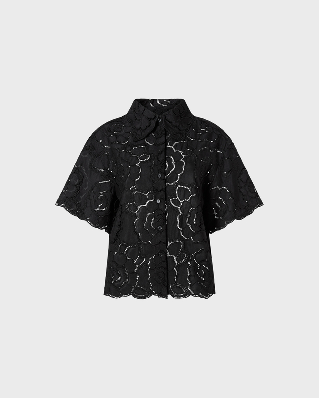 Skjorte Claudia Short Sleeve Lace Black