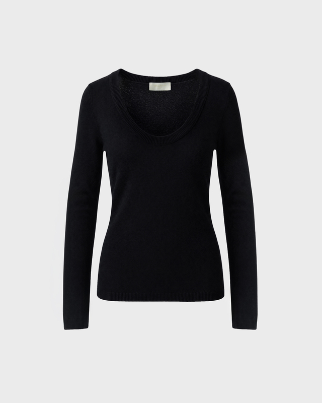 Top Cashmere U-Neck Wool Black
