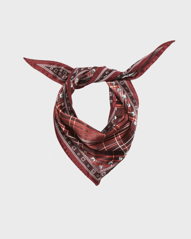 Sidenhalsduk Bandana Checkered Silk Burgundy