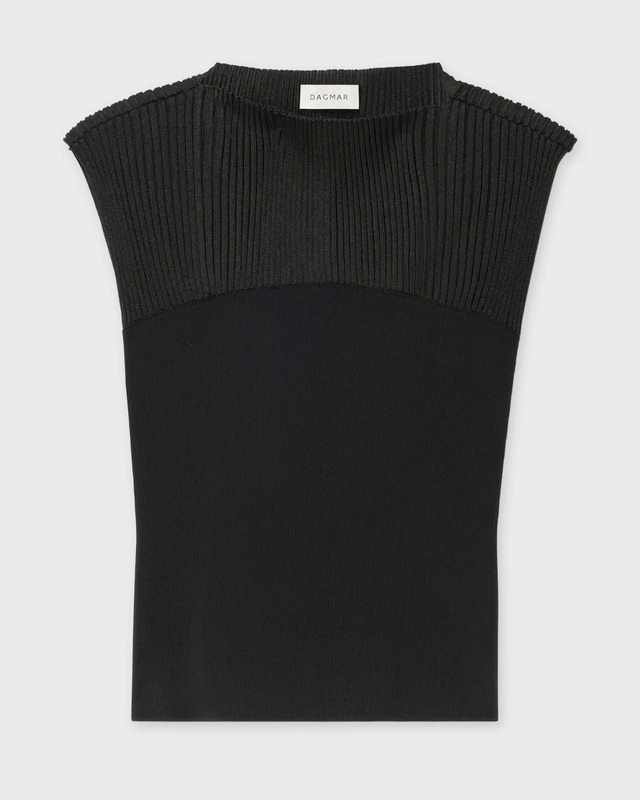 Top Contrast Knit Black