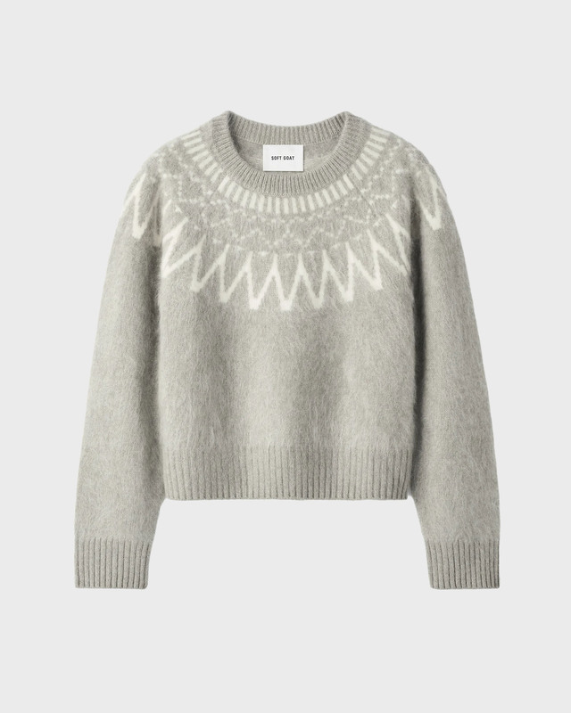 Genser Brushed Fair Isle Crewneck Greige