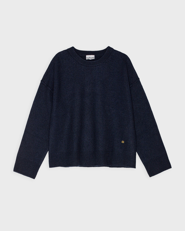 Ganni Sweater Boiled Wool O-Neck Blue XXS/XS