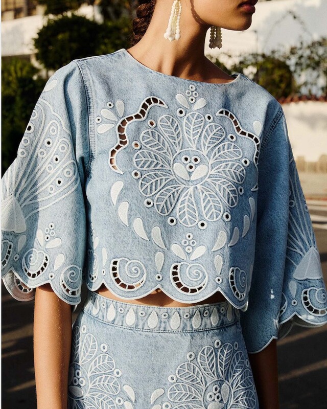 Blouse Denim Richelieux Cropped Denim