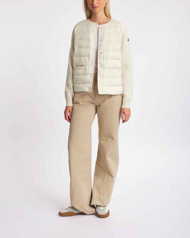 Moncler Cardigan Quilted Front Ivory S