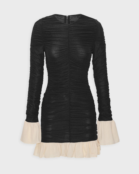 Dress Mini Ruched Ls  Black 1