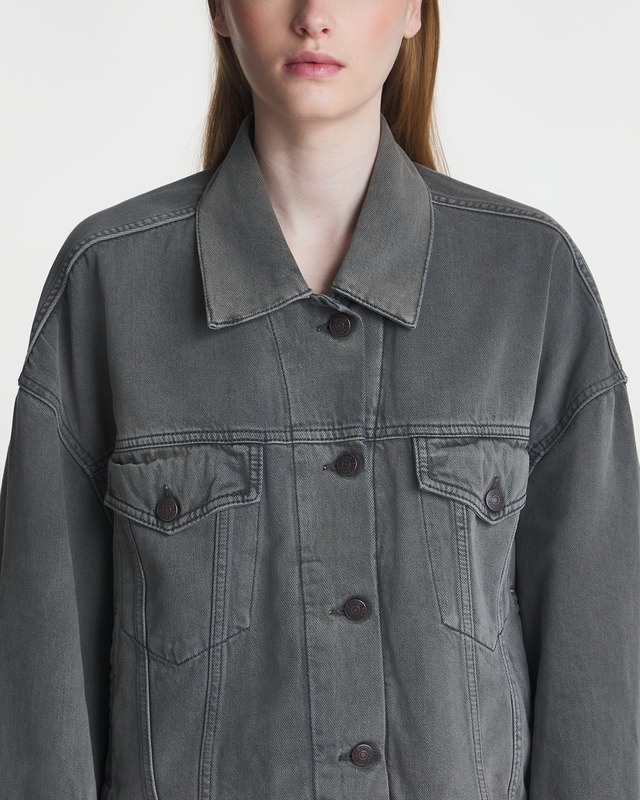 Acne Studios Jacket Denim Cropped Relaxed Antracite grå 40