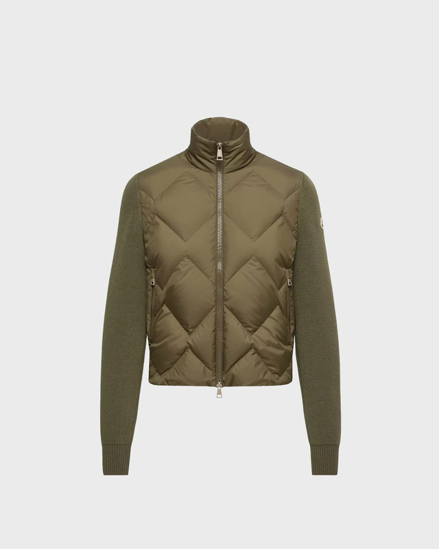 Cardigan Wool & Cashmere Padded Zip-Up Dark Green