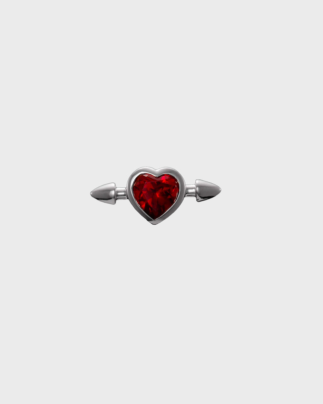 Pierced Heart Ear Stud Silver