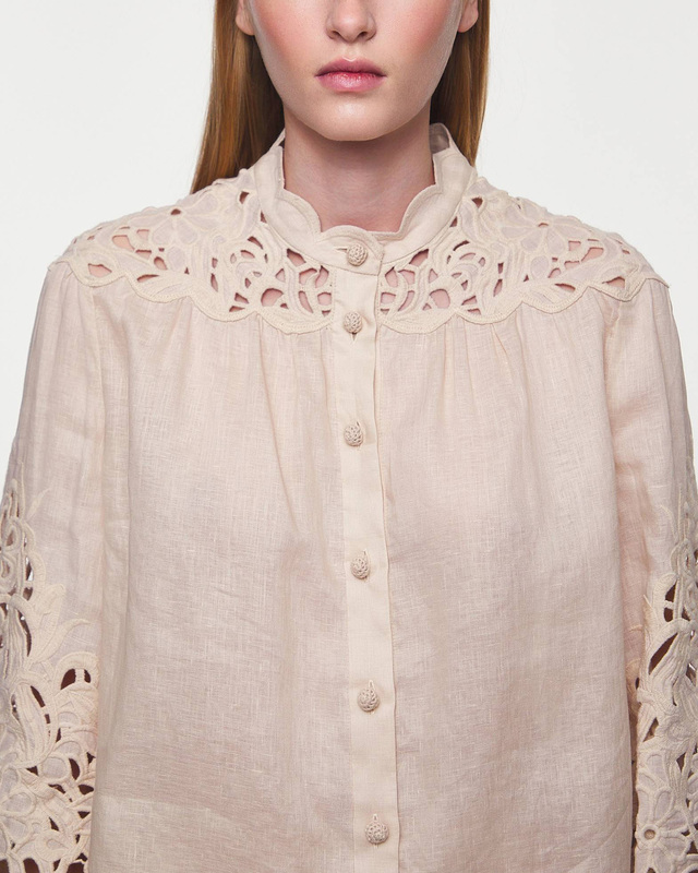 ZIMMERMANN Blus Wylie Embroidered  Creme 1 (S-M)