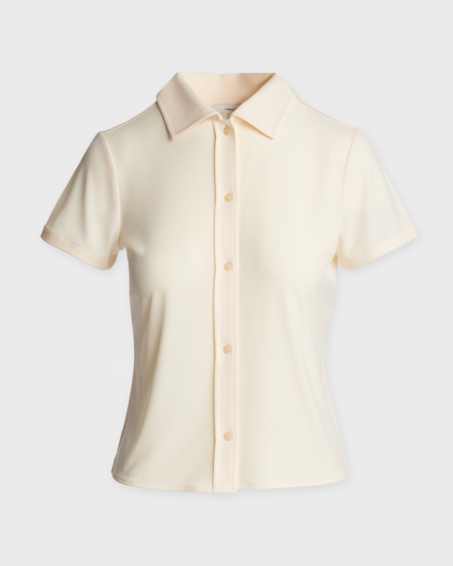 Vince Topp Short Sleeve Button-Up Shirt Gul S