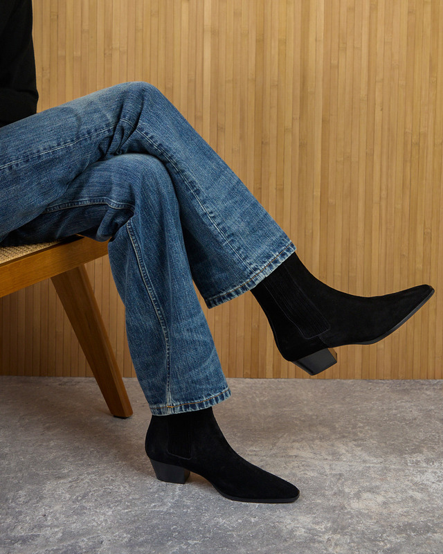 Ankelstøvler Agata Cow Suede Leather Black