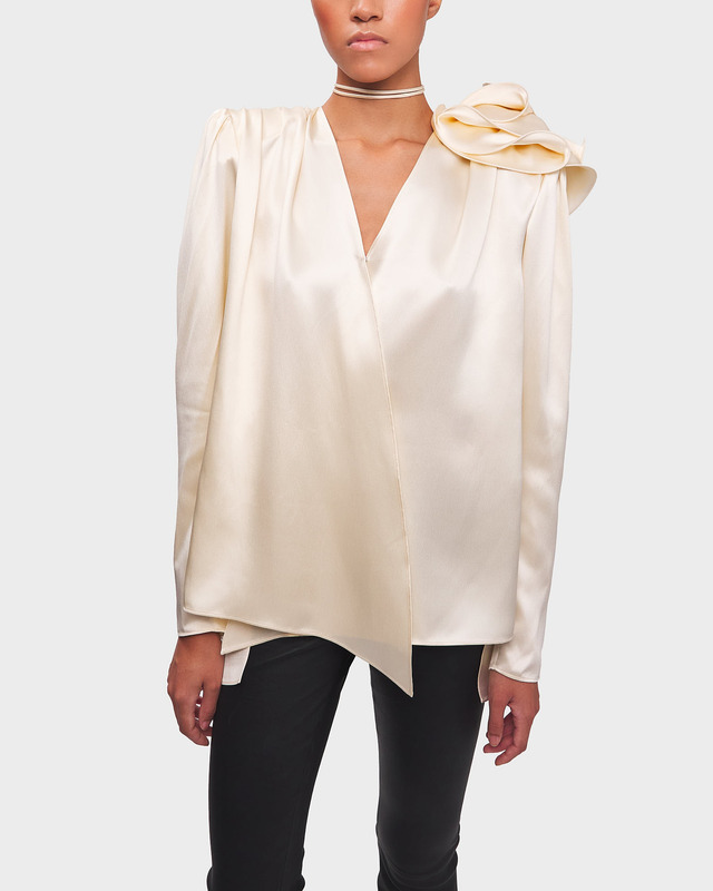 Magda Butrym Blouse Classic Shirred Flower Cream FR 38 (EUR 36)