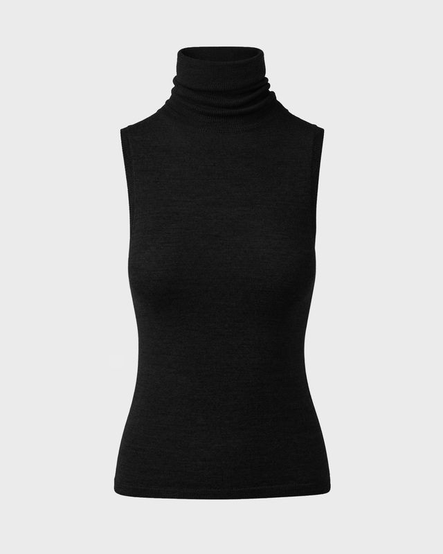 Topp Sleevless Merino Turtleneck Black
