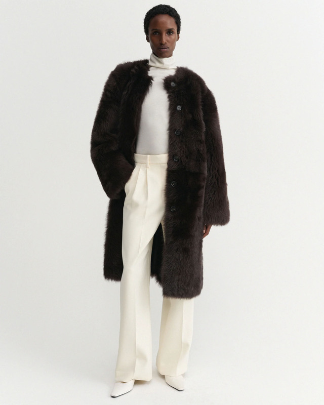 Frakke Gemma Fur Leather Chocolate